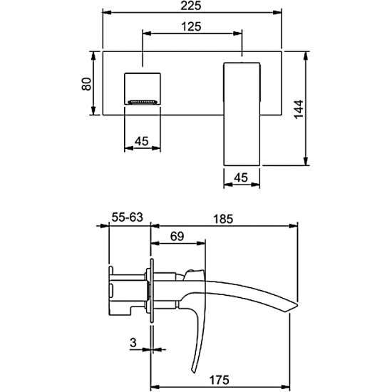 Смеситель для раковины GAPPO G07 G1007-2 С ВНУТРЕННЕЙ ЧАСТЬЮ, хром