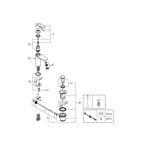 Смеситель для раковины GROHE BauEdge 23328000 хром