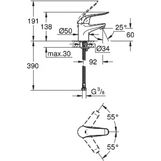 Смеситель для раковины GROHE Euroeco Special 32762000 хром