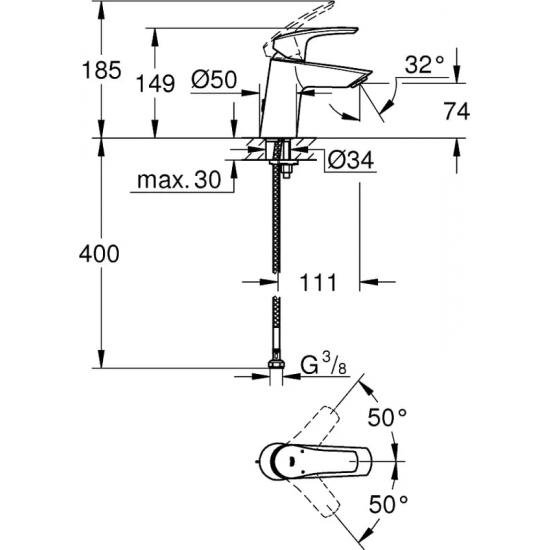 Смеситель для раковины GROHE Eurosmart 23966003 хром