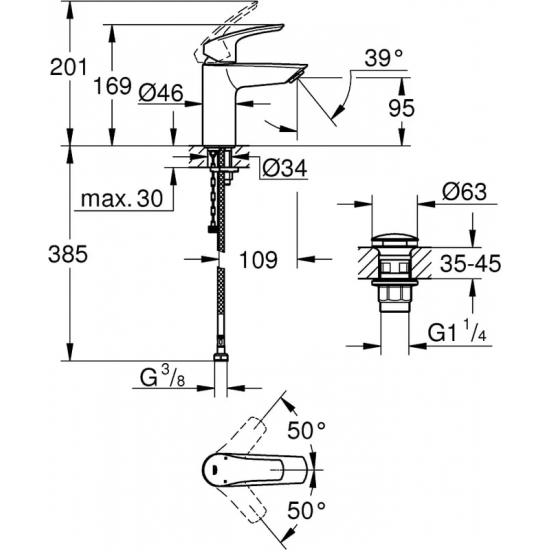 Смеситель для раковины GROHE Eurosmart 23988003 хром