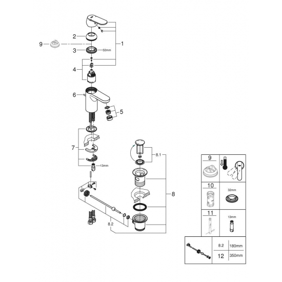Смеситель для раковины GROHE Eurosmart Cosmopolitan 32825000 хром