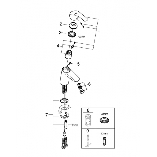 Смеситель для раковины GROHE Eurosmart New 23372002 хром