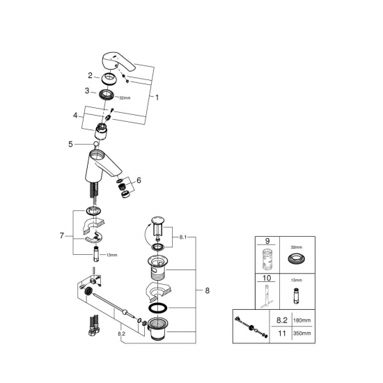 Смеситель для раковины GROHE Eurosmart New 32926002 хром