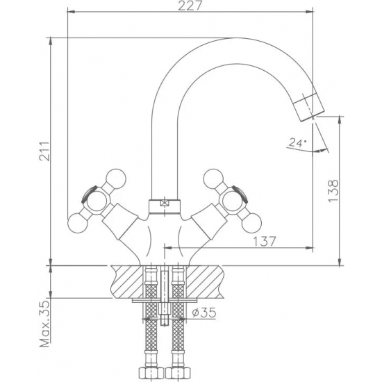 Смеситель для раковины HAIBA HB19 HB1219 хром