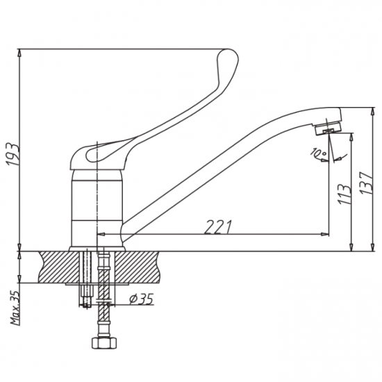 Смеситель для раковины HAIBA HB4254 для медицинских учреждений
