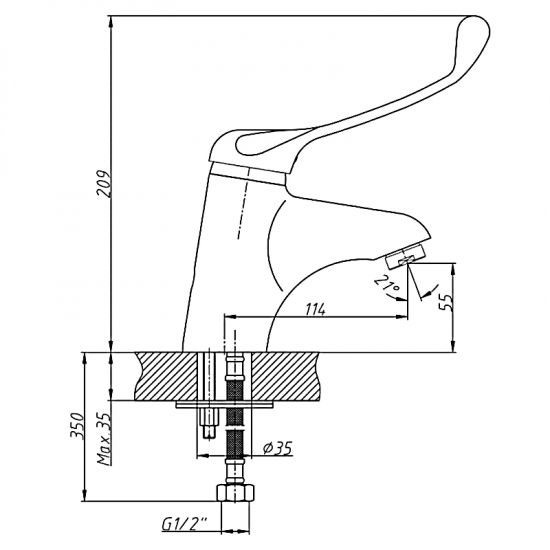 Смеситель для раковины HAIBA HB54 HB1054 для медицинских учреждений