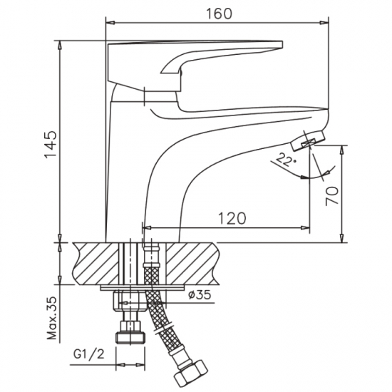 Смеситель для раковины HAIBA HB68 HB1068 хром