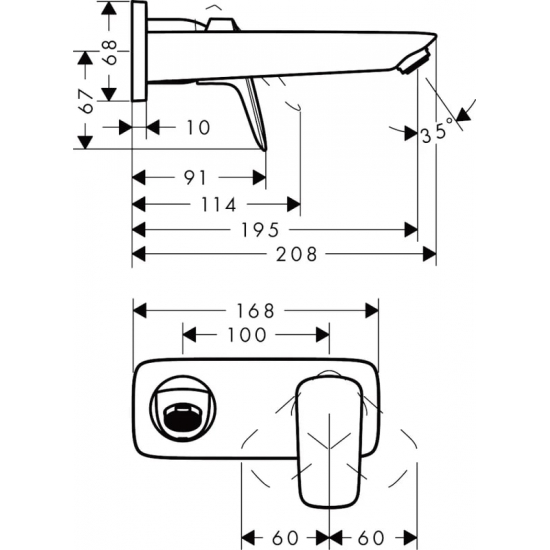 Смеситель для раковины HANSGROHE Logis 71220670 С ВНУТРЕННЕЙ ЧАСТЬЮ матовый чёрный