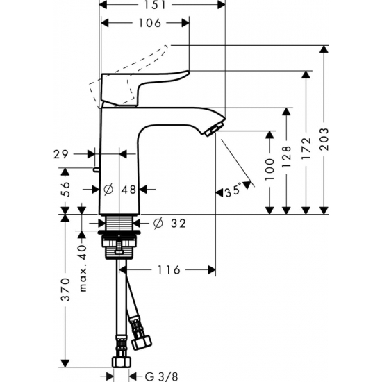 Смеситель для раковины HANSGROHE Metris 31080000 хром