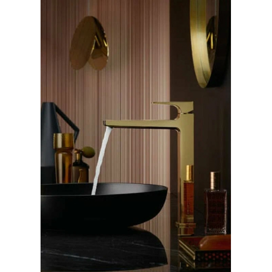 Смеситель для раковины HANSGROHE Metropol 32512990 с донным клапаном Push-Open, полированное золото