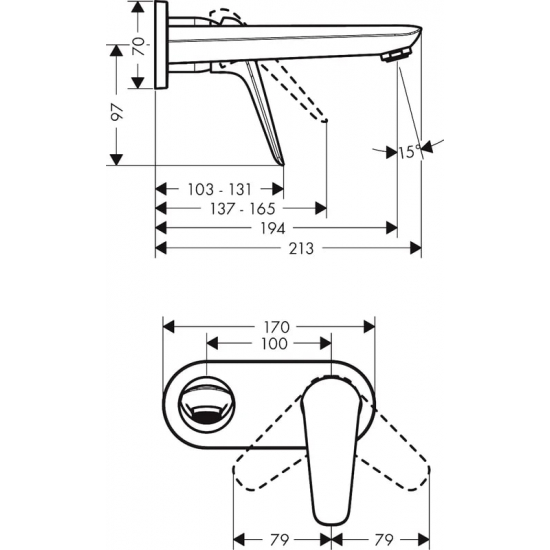 Смеситель для раковины HANSGROHE Novus 71127000 С ВНУТРЕННЕЙ ЧАСТЬЮ хром
