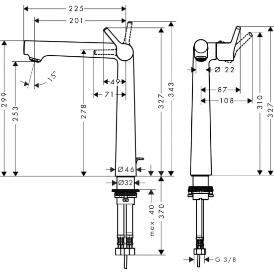Смеситель для раковины HANSGROHE Talis S 72115000 с донным клапаном, хром
