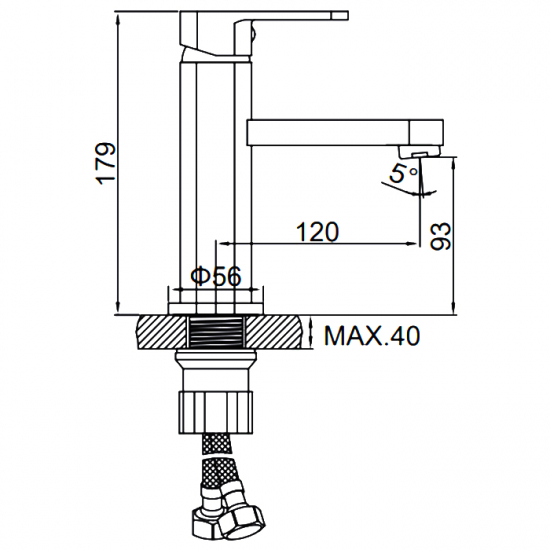 Смеситель для раковины LEDEME H33B L1033B чёрный
