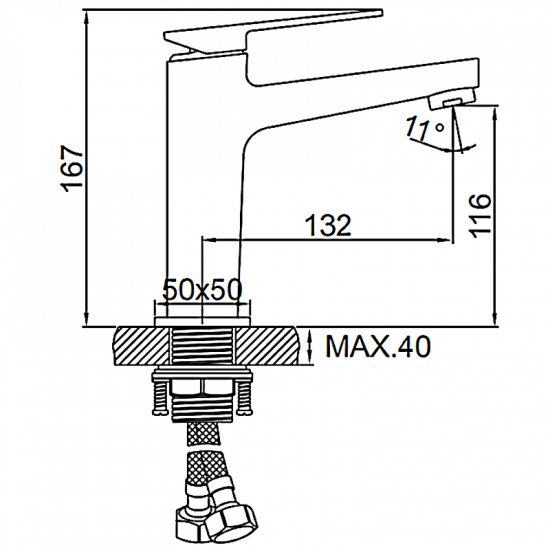 Смеситель для раковины LEDEME H78U L1078U графит