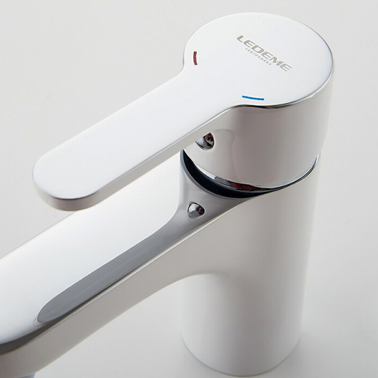 Смеситель для раковины LEDEME L1003W белый/хром