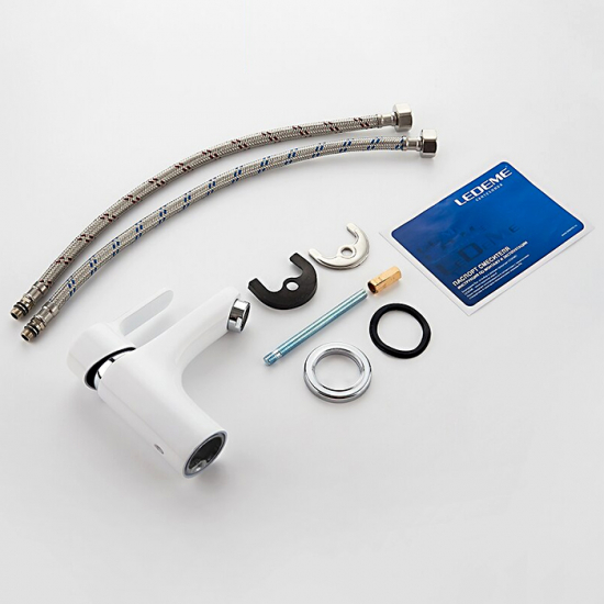 Смеситель для раковины LEDEME L1003W белый/хром