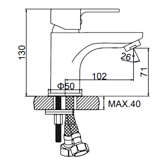 Смеситель для раковины LEDEME L1003W белый/хром