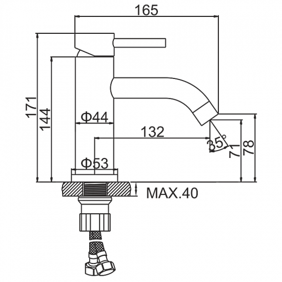 Смеситель для раковины LEDEME L71006Y из нержавеющей стали, золотой сатин