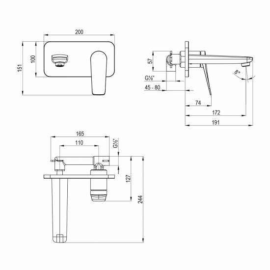 Смеситель для раковины LEMARK Bronx LM3726BL С ВНУТРЕННЕЙ ЧАСТЬЮ чёрный