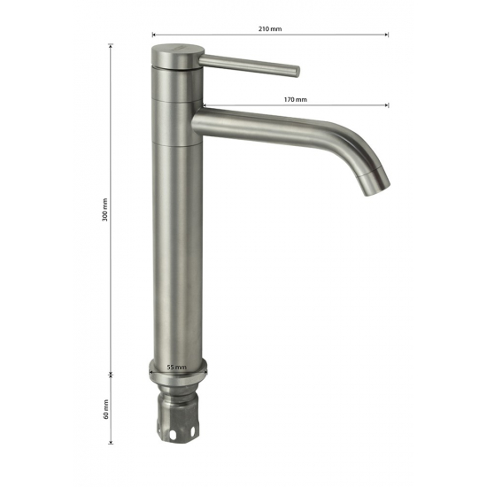 Смеситель для раковины MAGNUS 9144 из нержавеющей стали высокий, сатин