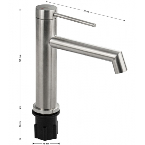 Смеситель для раковины MAGNUS 9160 из нержавеющей стали, сатин