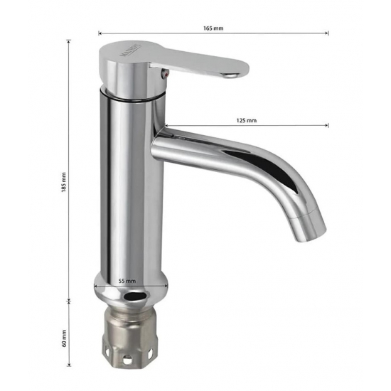 Смеситель для раковины MAGNUS 9261 из нержавеющей стали, хром