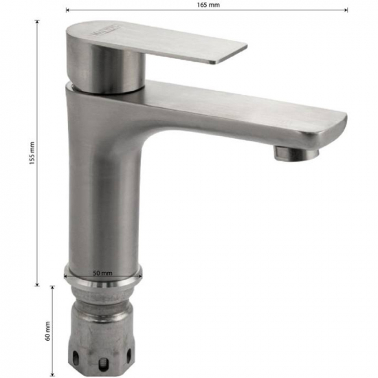 Смеситель для раковины MAGNUS 9446 из нержавеющей стали, сатин