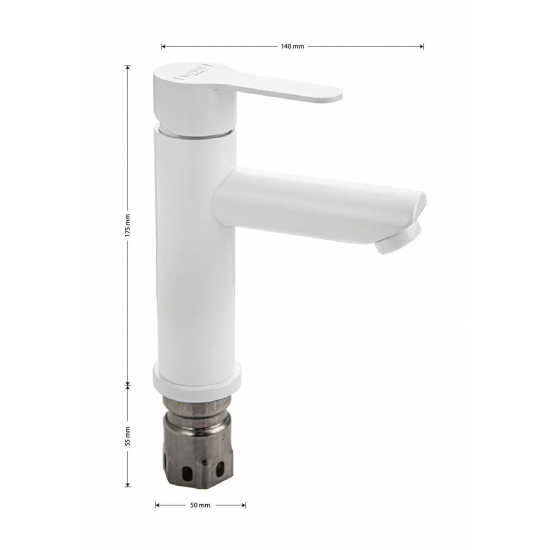 Смеситель для раковины MAGNUS 9450 из нержавеющей стали, белый