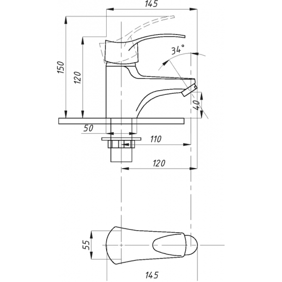 Смеситель для раковины ПРОФСАН Плюс ПСМ-740-023 хром