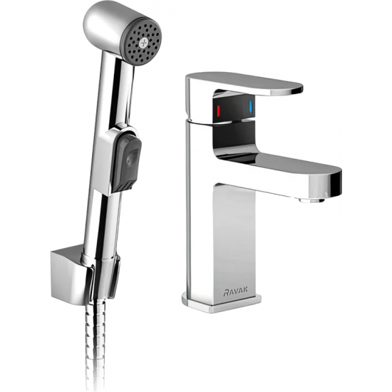 Смеситель для раковины RAVAK Chrome CR 112.00 с гигиеническим душем, хром