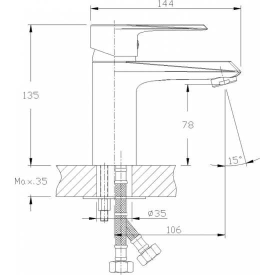 Смеситель для раковины ROSSINKA RS28-11 хром