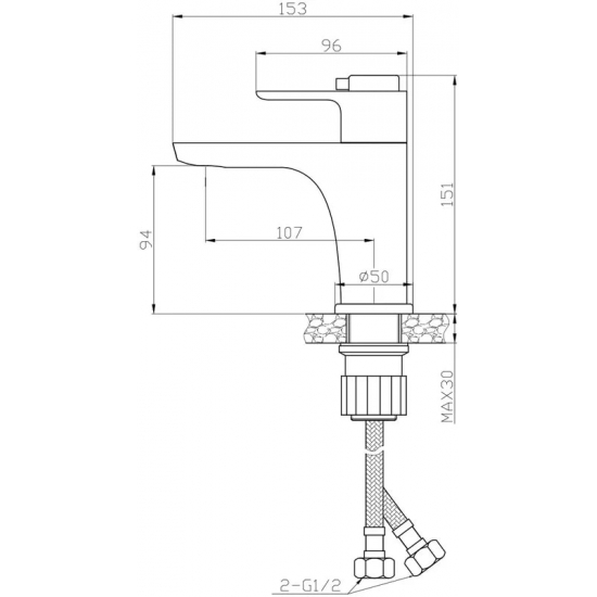 Смеситель для раковины ROSSINKA RS50-11 с термостатом, хром