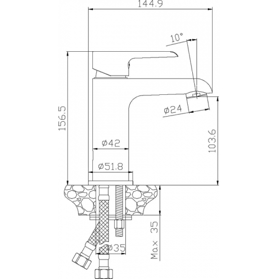 Смеситель для раковины ROSSINKA W35-12 белый