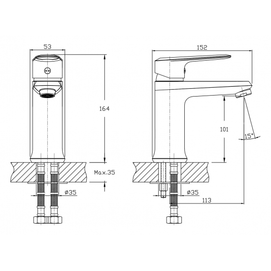 Смеситель для раковины RUSH Devon DE7535-11 хром