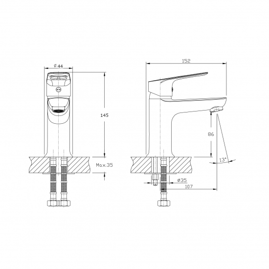 Смеситель для раковины RUSH Edge ED7735-11 хром