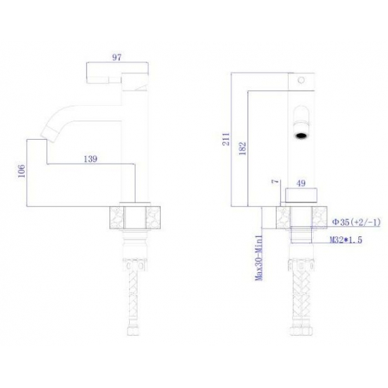 Смеситель для раковины RUSH Melos SUS1101-11 из нержавеющей стали, сатин