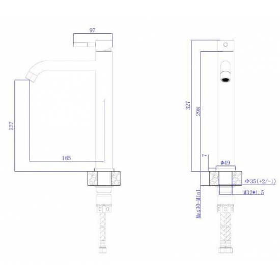 Смеситель для раковины RUSH Melos SUS1101-12 из нержавеющей стали, сатин