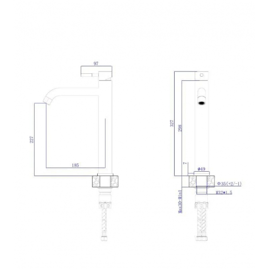 Смеситель для раковины RUSH Melos SUS1101-12Grey из нержавеющей стали, графит