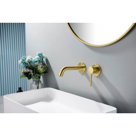 Смеситель для раковины TIMO Saona 2372/17SM С ВНУТРЕННЕЙ ЧАСТЬЮ золото матовое