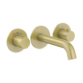 Смеситель для раковины TIMO Saona 2381/17SM с термостатом, С ВНУТРЕННЕЙ ЧАСТЬЮ золото