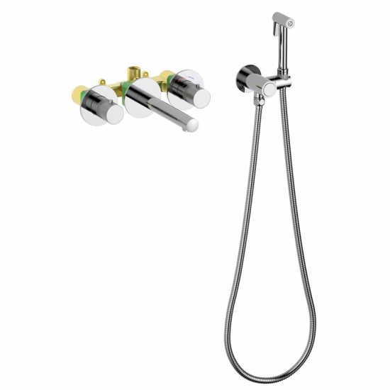 Смеситель для раковины TIMO Saona 2383/00SM с гигиеническим душем, С ВНУТРЕННЕЙ ЧАСТЬЮ хром