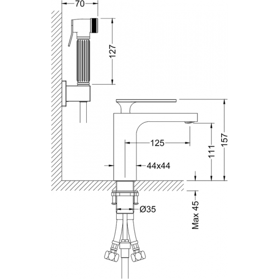 Смеситель для раковины TIMO Torne 4360/00G с гигиеническим душем, хром