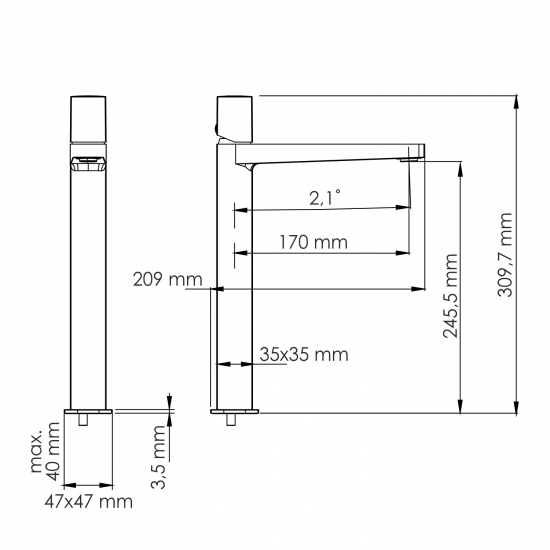 Смеситель для раковины WASSERKRAFT Nuthe 9103H чёрный матовый