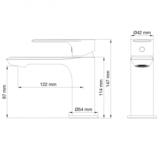 Смеситель для раковины WONZON & WOGHAND Brilliant WW-88018079-MB чёрный матовый