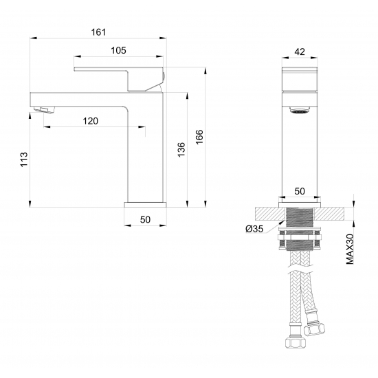 Смеситель для раковины WONZON & WOGHAND Cube WW-88139016-MB чёрный матовый