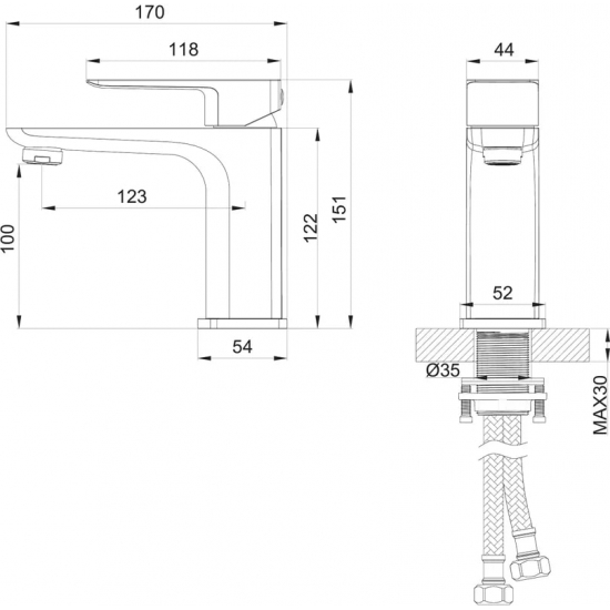 Смеситель для раковины WONZON & WOGHAND Edge WW-88139003-CR хром