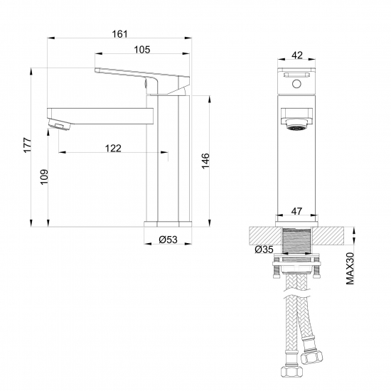 Смеситель для раковины WONZON & WOGHAND Frame WW-88139010-BG брашированное золото