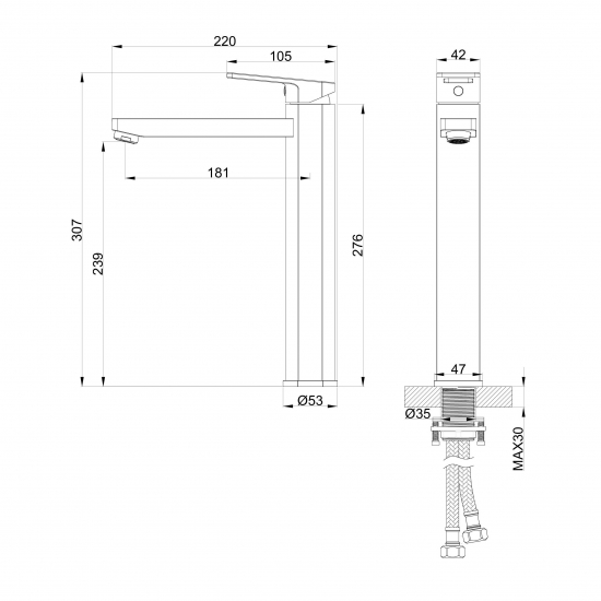 Смеситель для раковины WONZON & WOGHAND Frame WW-88239010-CR хром