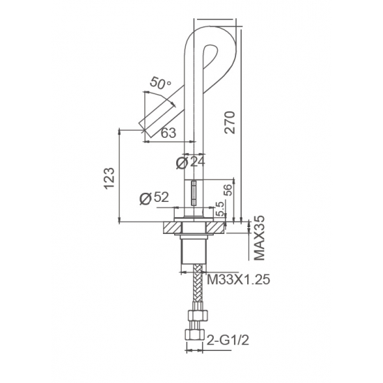 Смеситель для раковины WONZON & WOGHAND Loop WW-111-00-508 чёрный матовый